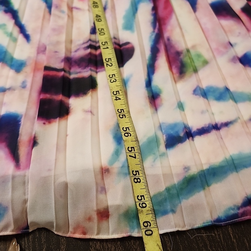 Aidan Mattox Pleated Chiffon Gown Watercolor Evening Formal Wedding - Picture 5 of 10